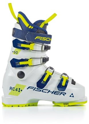 VDP Skischuhe Skistiefel für Kinder/Jugendliche - Fischer RC4 60 JR Junior - MP27.5 EU42 2/3 - Farbe: Snow - Kinder/Jugendliche Alpin Skischuhe - Flex 60 - Ski Stiefel Jugend Ski Boots - GripWalk