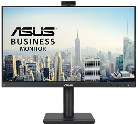 ASUS 24” 1080P Video Conferencing Monitor (BE249QFK) - IPS, 100Hz, Frameless, Full HD Webcam, Mic Array, Speakers, Height Adjustable, Ergonomic Design, Eye Care, Wall Mountable, 3 yr Warranty