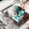 Sakugi Dish Drainer Rack – Space-Saving Extendable Stainless Steel Dish Drying Rack for Kitchen, Fits Draining Board or Sink, with Cutlery and Cup Holders, 39 x 25 x 8 cm, Black