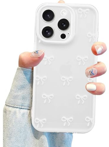 Yhsvie Hülle für iPhone 12 pro Schleifen Handyhülle, Transparent Silikon Schutzhülle Niedliche Süßes Bow Case Durchsichtig Dünne Weiche Stoßfeste TPU Bumper Cover für Mädchen Frauen - Weiß