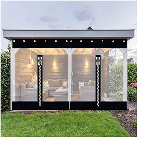 VagxTbs Outer Curtain Waterproof Tarpaulin Side Panel 0.5mm Canvas Tarpaulin with Zipper for Pergola, Porch, Pavilion, Customizable (2.5x4m/8.2x13.12ft)