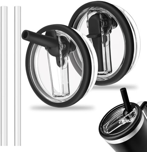 2 Pack Replacement Lid for 40oz Stanley Tumbler, Leak-Proof Design with Straw, Durable & Eco-Friendly Material, No-Spill Lid for Stanley Adventure Quencher Cup, UK Stock, Black