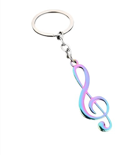 Gammaeon Musiknoten Schlüsselanhänger Edelstahl mit Geige and Gitarre Design – Dauerhaft Rostfreier Schlüsselband für Autos and Taschen für Musiker and Musikliebhaber