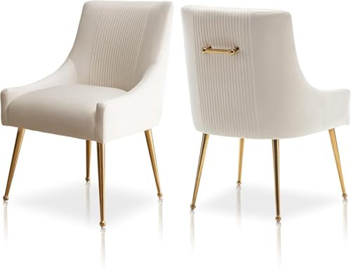 SEYNAR Moderne Esszimmerstühle, Samt gepolsterte Stühle mit goldenen Beinen, getufteter Akzentstuhl 2er Set für Empfangsraum Wohnzimmer Arbeitszimmer（beige）