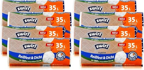 Swirl® 35 l Zugband- Müllbeutel, Karton mit 8 Rollen a 11 Stück