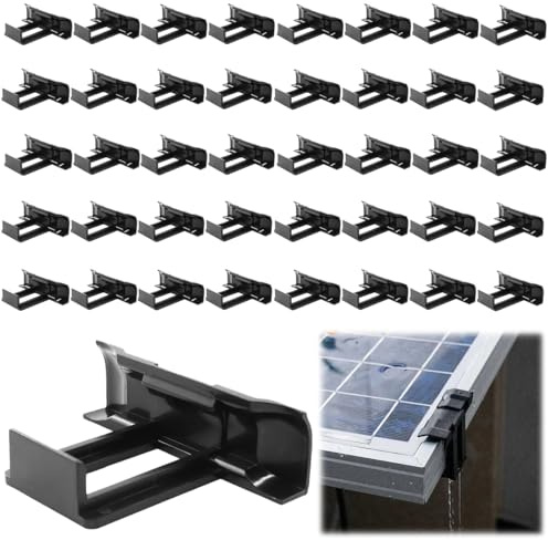 40 Stück Solarpanel Wasserablauf Clips, Entwässerung Clips 30mm, Solarpanel Schlammentfernungsclip, PV Module Reinigungs Clips, Solarmodule Zubehör, für Wasserablauf PV Solarpanelen Solarmodul Schwarz
