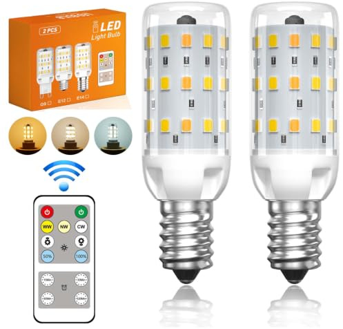 BrightArk Smart E14 LED Lampe, Dimmbare E14 LED Birnen mit Farbwechsel und Fernbedienung 4W, 3000K/4000K/6000K, Helligkeit Stufenlos Einstellbar von 10% bis 100%, Timer und Speicherfunktion, 2-Stück