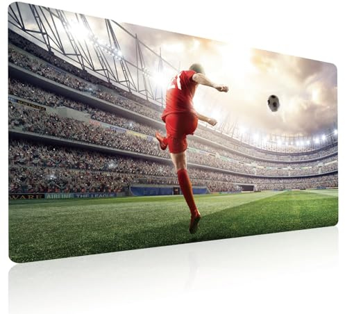 Lernen Schreibtischunterlage für Kinder 70x40cm - Fußball Fußballplatz Lernunterlage Wasserfest und Abwischbar aus Silikon ähnliches Leder (Thema Fussball)(J)