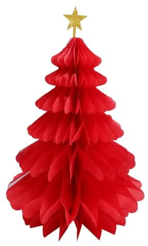 Flaroey 12PCS Christmas Tree Paper Honeycomb Pendant Table Decoration Christmas Hanging Ornaments DIY Xmas Tree Festival Decor B
