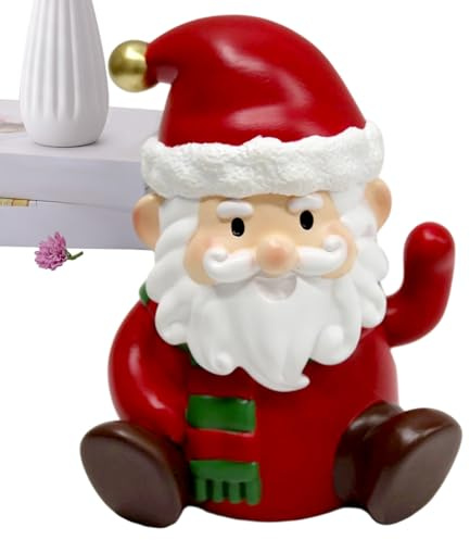 Nybhyjka Bewegliche Weihnachtsfigur – beweglicher Arm Weihnachtsdekorationen – Interaktive niedliche Weihnachtsmann- -Statue für Tisch, Schreibtisch, Büros, Zuhause, Garten, Geburtstag