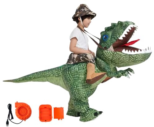 Whyzsjnclg Dinosaur Costume, Inflatable Dinosaur Costume Polyester Halloween Funny Riding Tyrannosaurus for Kids 7-10 Years, Kids