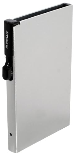 ClickSafe 956000 Tresor Slim, Kartenhalter aus Aluminium, Cardholder bietet Platz für bis zu 6 Karten, Slim Wallet, Click-Mechanismus, Kartenetui mit RFID Schutz, ca. 9,7 x 6,4 x 0,9 cm, Silber