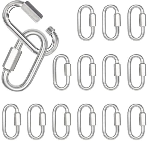 15 Stück 6 cm Silber Schraubkarabiner, Kettenverbinder & Schwerlast-Schnellkupplung (M6) aus verzinktem Stahl – Für Hundeleine, Hängematte, Camping & Gym – Tragkraft 350 kg