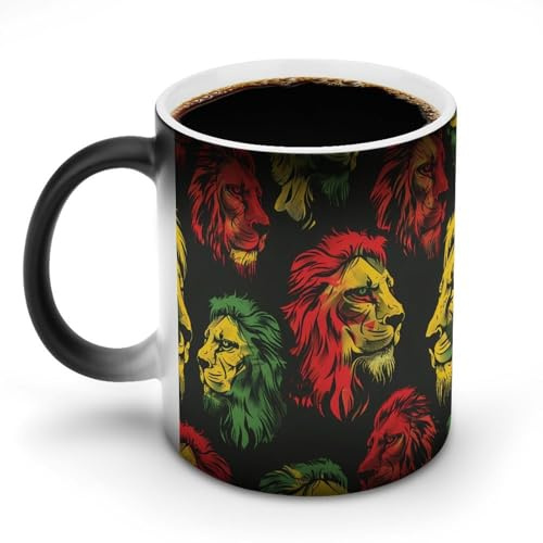 Jamaica Rasta Lion Funny Heat Changing Mug Ceramic Coffee Cup Color Change Mugs Personalised Gifts