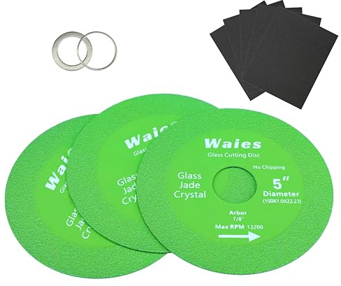 Waies Lames de Scie Diamantées Disque Ultra-fin pour Meuleuse, Coupe Précise du Verre | Carrelage | Céramique | Marbre pour Bricolage (3, 125 mm)