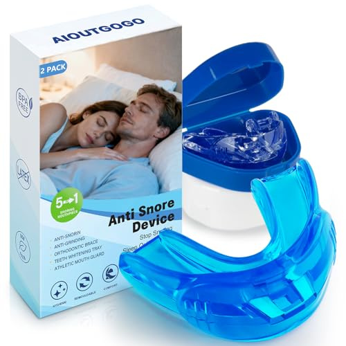 Anti Ronflement Efficace Puissant, 2 Pièces Gouttière Dentaire Bruxisme en TPE Souple, Gouttière Anti Ronflement pour Adultes, Anti Ronflement Bouche Maison et Voyage(Bleus)