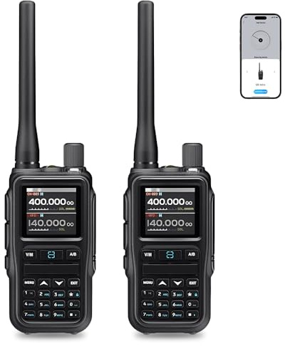 Weciau Walkie Talkies Long Range, 2 Pack Rechargeable Mini 2 Way Radio with Screen, 999 Channels, Frequency Copy, Dual Band, Professional Walkie Talkies for Adults Outdoor Hiking Camping Emergency