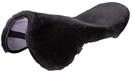 Werner Christ Horse Sattelsitzbezug Englisch aus echtem Lammfell für komfortabel gepolstertes Reiten, Gr. Pony für Pferde-Sattel 14,5 – 15,5, Fell in braun