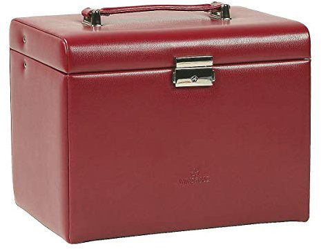 Windrose Merino Schmuckkoffer mit Schmucktasche 26 cm rot