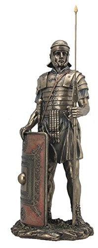 Statue, römischer Soldat mit Speer und Schild, 36,8 cm