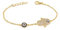 Remi Bijou Wunderschönes Armband Armkette Armkettchen - Fatimas Hand Fatma eli Buddha – Gold Farbe Strass – blaues Auge Nazar Boncuk Evil Eye