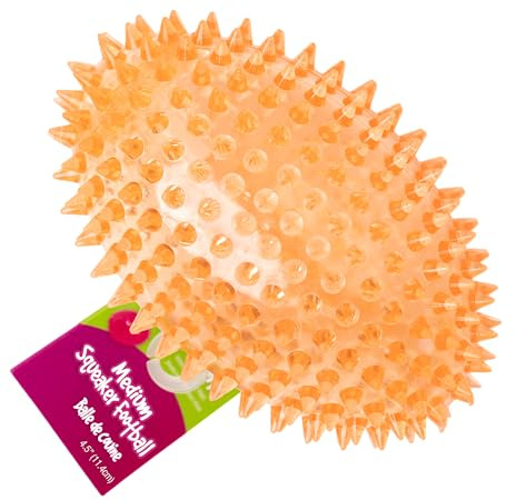 Gnawsome™ 4.5” Spiky Squeaker Football Dog Toy - Large, Cleans Teeth and Promotes Good Dental and Gum Health for Your Pet, Colors Will Vary,All Breed Sizes