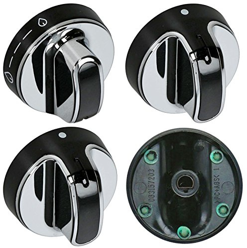 Spares2go Gas Knob Switch fits Stoves fits Belling fits New World Oven Hob (Black/Silver, Pack of 4)