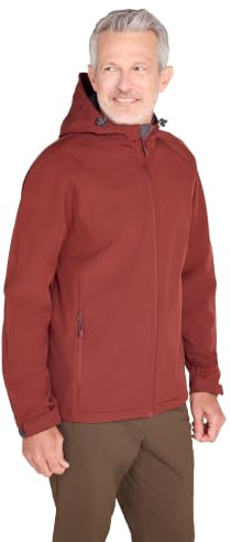 Mountain Warehouse Exodus Mens Softshell Hooded Jacket | Adjustable Fit, Wind & Water Resistant, Lightweight & Breathable Coat with Fleece Lining for Warmth, For Light Rain, Walking