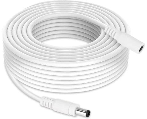 Lonnky Extension Cable 10 Meter, Compatible With CCTV Security Camera (Tapo C110), DVR, 12 Volt LED Strip Light, Router, 2.1mm x 5.5mm Male to Female Jack - 12 Volt Extension Lead - White