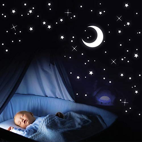 Wandtattoo Loft Leuchtsterne Kinderzimmer, 81 Stück, Selbstklebende und Fluoreszierende Lichtersterne, Nachtsterne, Leuchtende Sterne Aufkleber, Leuchtesterne Wand, Kinderzimmer Leuchtaufkleber