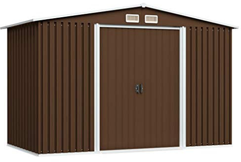 Festnight Abri de Stockage pour Jardin Abri de Jardin en Métal Marron 257x205x178 cm Acier