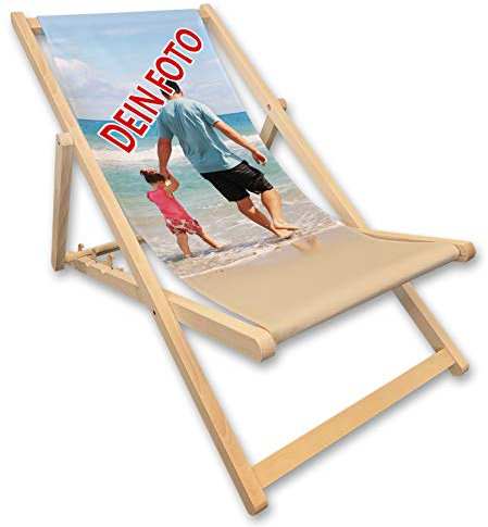 Unikatolo Liegestuhl mit Foto personalisiert | Fotogeschenk individuell Bedruckt Strandstuhl, Geschenkidee Oma Opa Mama Papa Geburtstag Abschied Hochzeit Jubiläum Logo Druck