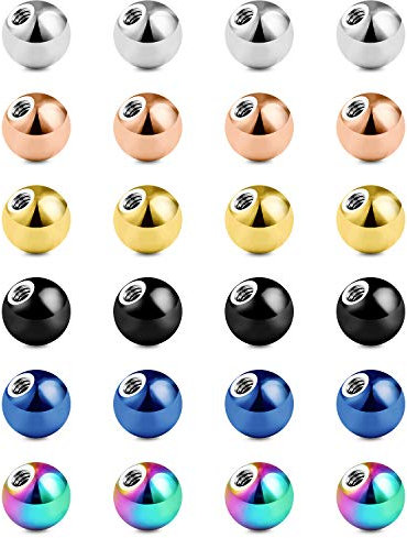 AceFun 16G Edelstahl Ersatzkugeln Piercing Kugel für Lippenpiercing Labret Ohrringe Septum Ringe 3 mm Farbe Stahlkugel mischen 24st