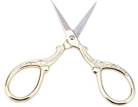 Vintage Schere, Europäische DIY Kreuzstich Antike Scharfe Nähschere Retro Schneiderin Handarbeitswerkzeug Kleine Schere(Gold)