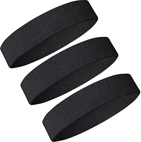 Schweißbänder Handgelenk Schweißbänder Stirnband Set Sport Wristbands Headbands 3 Stück,Sport Schweißband Armband Stirnbänder für Fußball Basketball Tennis Gymnastik (Black)