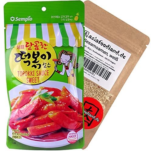 asiafoodland - Sweet Sauce Set für Tteok-bokki / Topokki inkl. Sesam, 1er Pack (1x 180g)