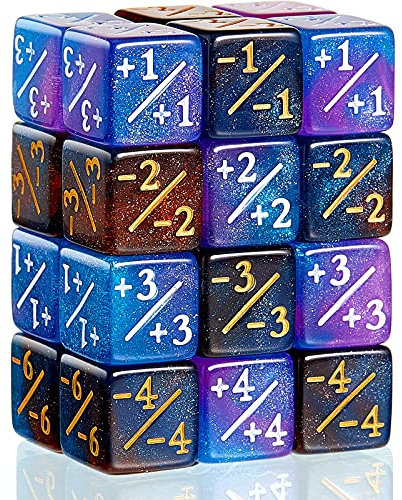 Sumind 24 Stück Würfel Zähler Zeichen Würfel D6 Würfel Loyalität Zähler Würfel Kompatibel mit MTG, CCG, Kartenspiel Zubehör, 2 Arten (Frischer Stil)