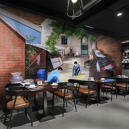 Retro Nostalgic 80s Wallpaper Childhood Mural skewers Barbecue on The Side of The Road Spicy bar Restaurant wallpaper-450cmx300cm