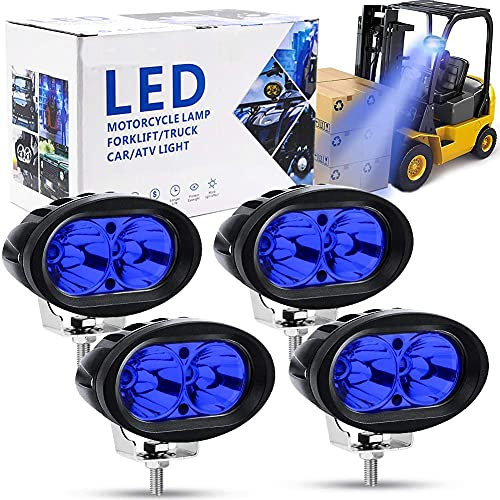 4PCS Faros Auxiliares de Moto,20W Faros Antiniebla Moto LED Foco Luces de trabajo Luz delantera auxiliar 12V/24V Azul para Máquina elevadora Motos Auto SUV ATV