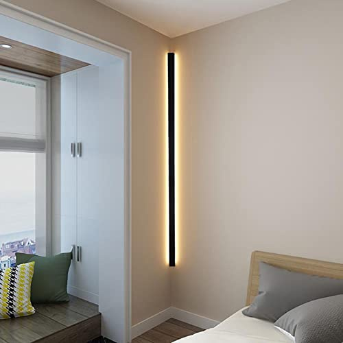 LED Wandlampe Ecke Innen Schwarz Warmweiß Moderne Wandleuchten Langlich Hintergrund Nachtlampe Wand Deko Beleuchtung Wandfluter Minimalistische Badzimmer Schlafzimmer Wohnzimmer Treppen Flur,A,120cm