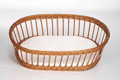Mionido Spannbettlaken Einzelpack 85 x 45 cm Creme | Matratzen-Bezug für ovale Matratze | 100% Baumwolle | Bezug für Matratzen im Stubenwagen & Kinderwagen | 100% in Deutschland gefertigt