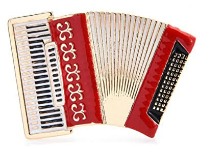 Akkordeon Schmuck Brosche rot gold Edelstahl, S, Legierter Stahl