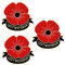 3 Stück Lest We Forget Mohnblumen-Broschen Pins Brustnadel Erinnerung Sonntag Rote Blume Strass Abzeichen Bankett Emaille Mohnblume Revers, S, Metall
