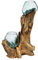 Wogeka - Doppel Glas-Vase auf Wurzel-Holz Gamal - im modernen Style aus Holz als Geschenk-Idee zu Weihnachten Geburtstag Dekoration (Do12L (Ø Glas 12 cm))