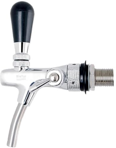Kompensatorhahn BieTal® Schankhahn Messing verchromt 5/8 Zoll 35 mm Stutzen Zapfhahn mit Kompensator für Bierzapfanlage - Schaumreduzierter Bier Ausschank | Ideal für Gastronomie & Zapfanlagen