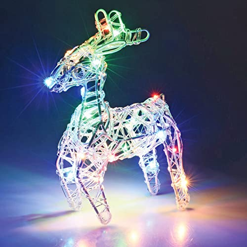 URBNLIVING 20 Lighted Coloured LED Christmas Reindeer Twinkling Assorted Deer Figure Decoration (Standing)