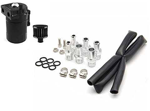 Decanter Serbatoio 300 ml Catch Tank Carburante in Alluminio per Auto Con Filtro dell'Aria e Tubo Universale Lattina di Olio Accessori di Ricambio (Nero)