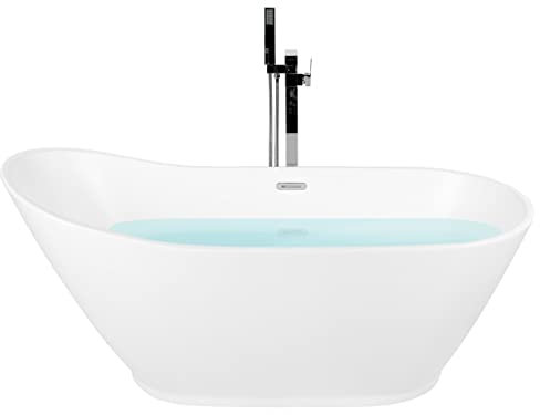 Freistehende Badewanne aus Acryl weiß matt 170 x 75 cm oval modern Londrina