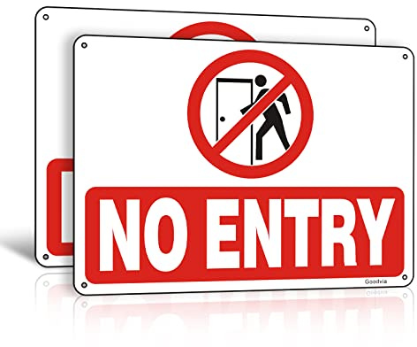 Goodvia No Entry Signs Reflective Aluminum 7 x 10 Inches Metal with 4 Pre-Drilled Holes Easy Mounting Indoor Outdoor Use 2 Pack