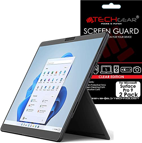 TECHGEAR 2 Pack Screen Protectors for Microsoft Surface Pro 11 / Pro 10 / Pro 9 (13 screen) Ultra Clear Screen Protector Guard Covers + Screen Cleaning Cloth & Applicator Card